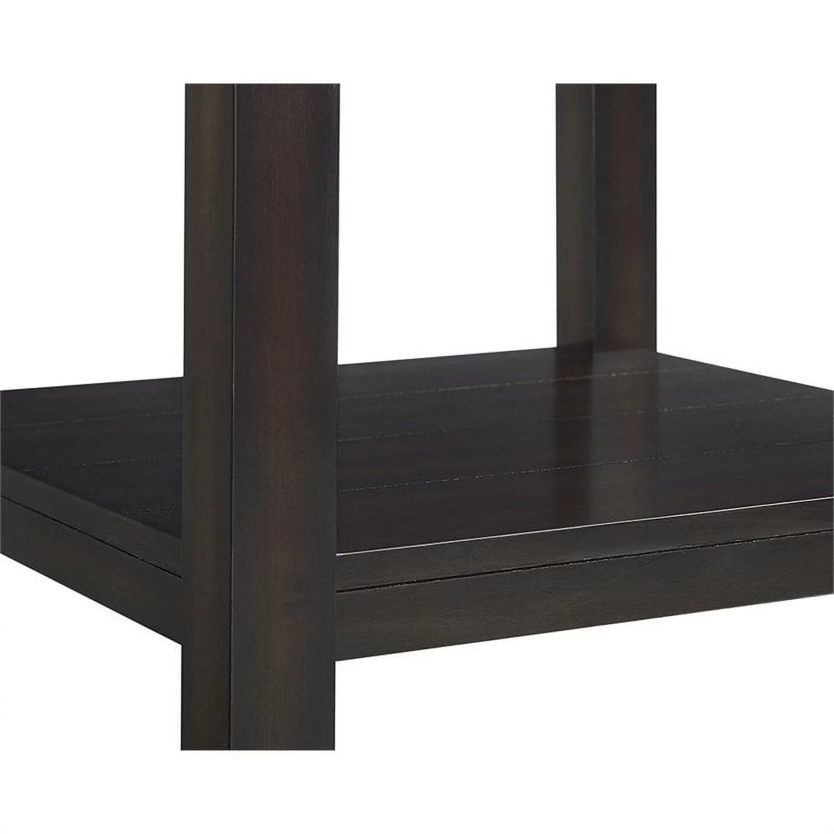 Square Wood End Table with Marble Top and Bottom Shelf in Espresso W22022