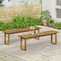 Acacia Wood Outdoor Dining Bench Set of 2 A73776