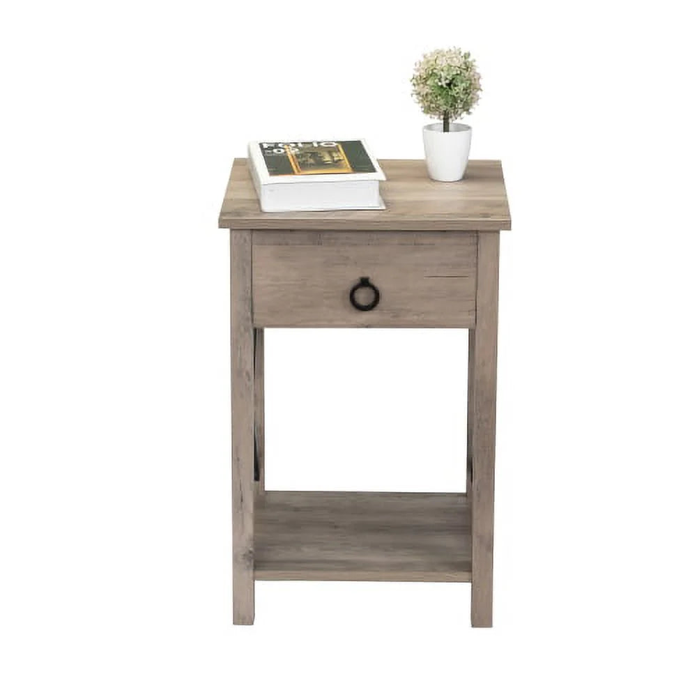 Set of 2 Wood Nightstand with Drawer K131