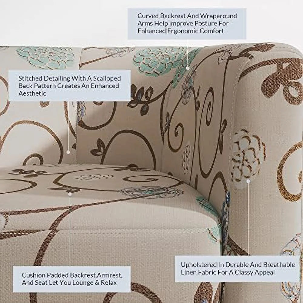 Linen Accent Chair with Flared Legs and Plush Cushion K1330