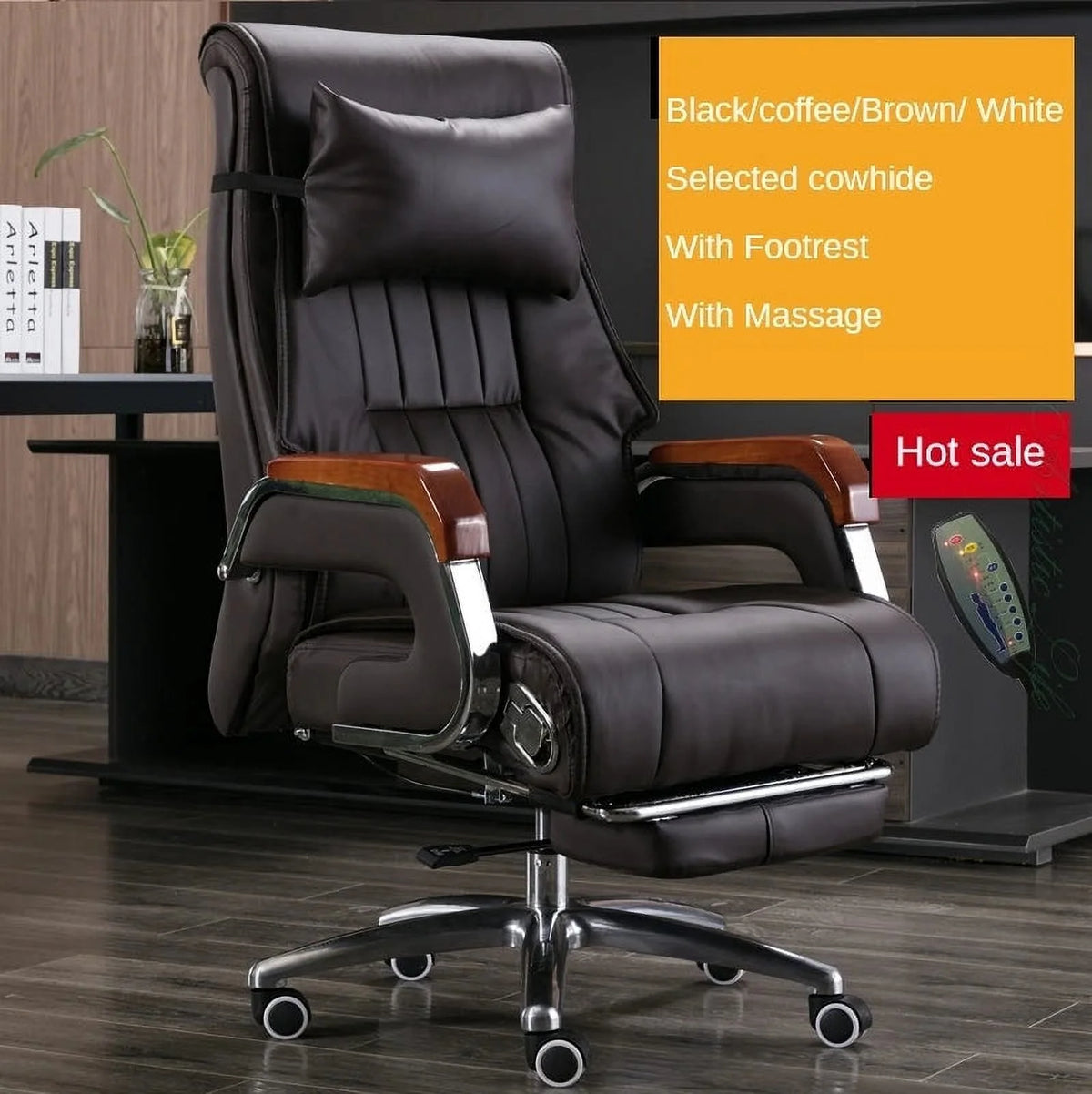 Cowhide Reclining Massage Office Chair Z53123