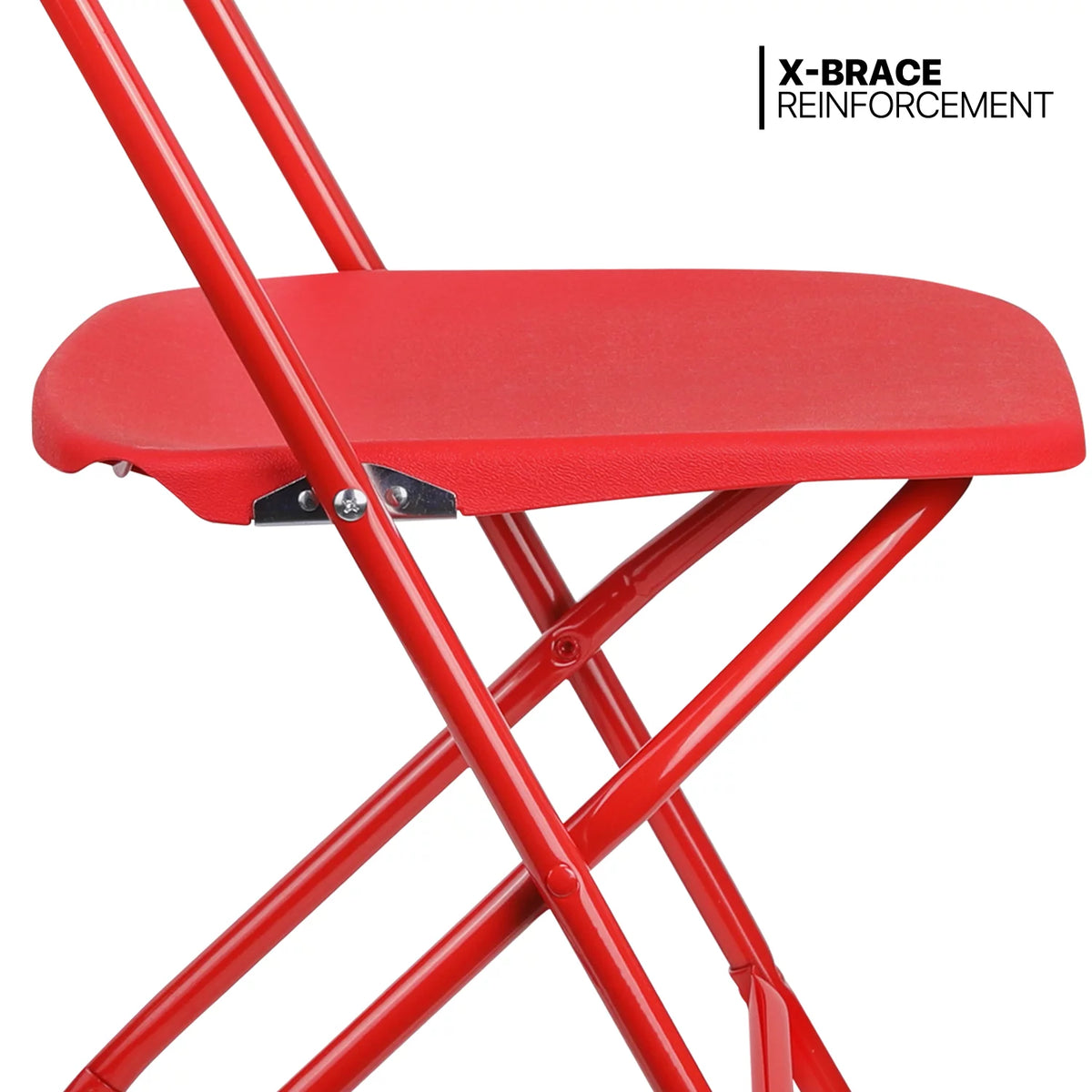 11 Pieces 4.5 Ft White Foldable Plastic Table and 10 Red Chair Set V8039