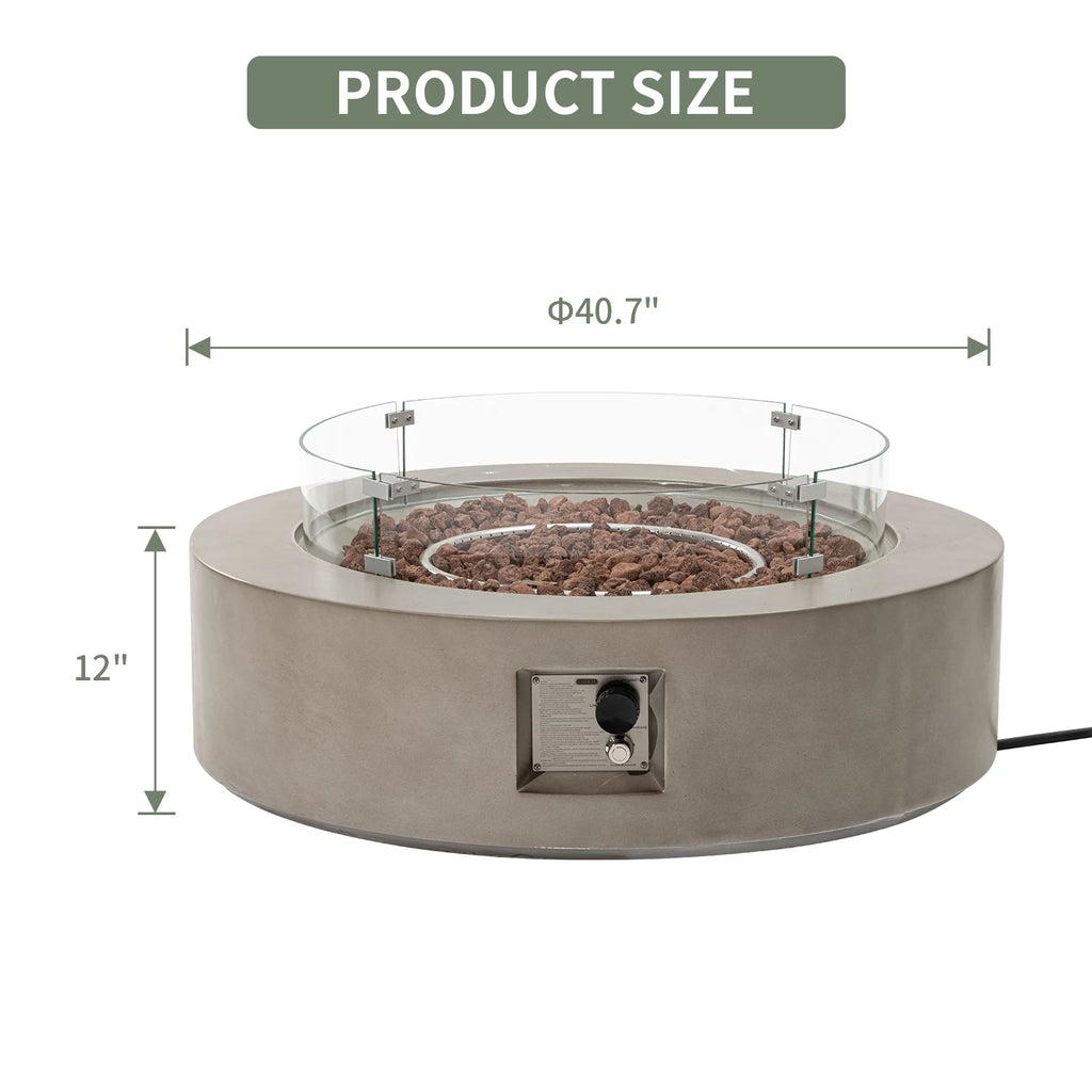 40.5 inch Round Grey Propane Fire Pit Table M7984