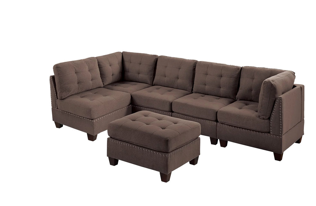 Black Linen Like 6pc Modular Sectional Set Y458321