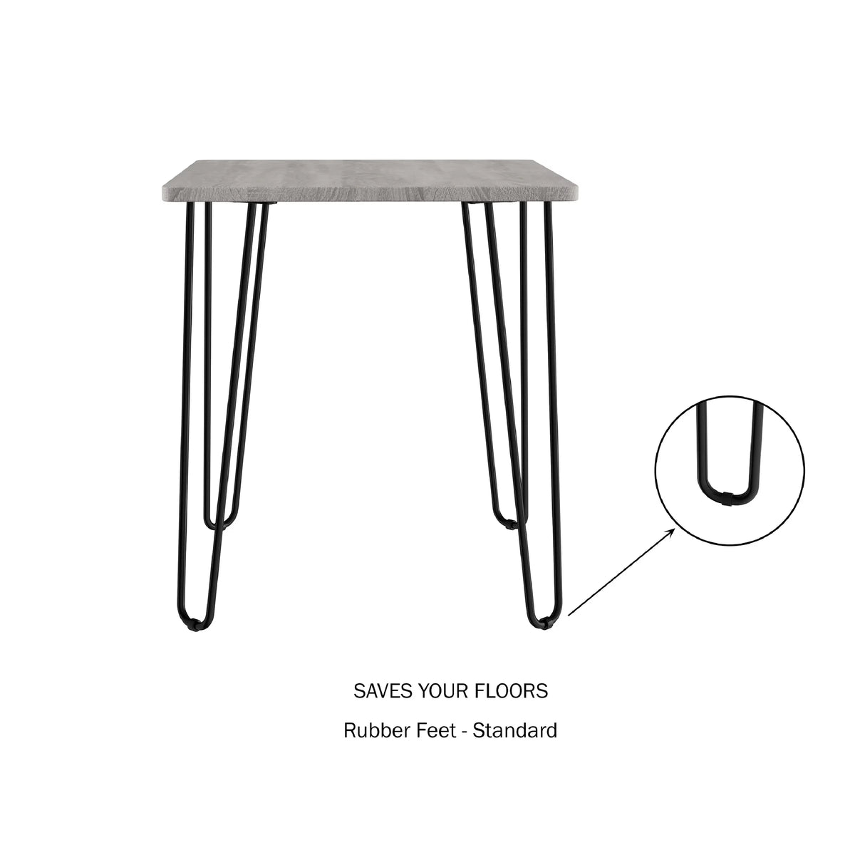 Modern End Table with Hairpin Legs and Woodgrain Finish Gray R697