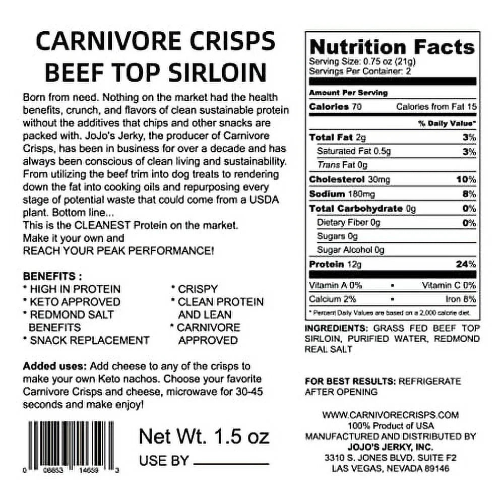 Beef Top Sirloin Crisps 3 Bag 1.5 oz J94803