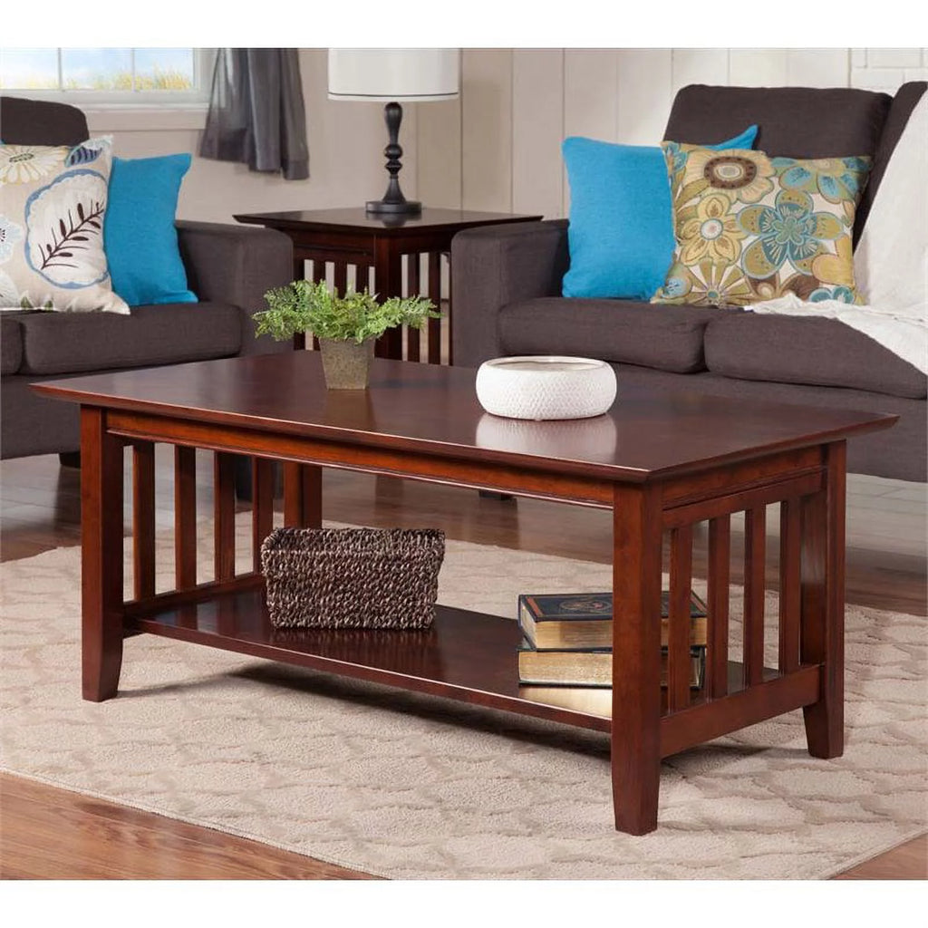 Solid Wood Coffee Table with Sturdy Leg in Walnut T72454
