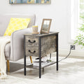 Oak Gray 2 Drawer Nightstand with Charging Station F599002