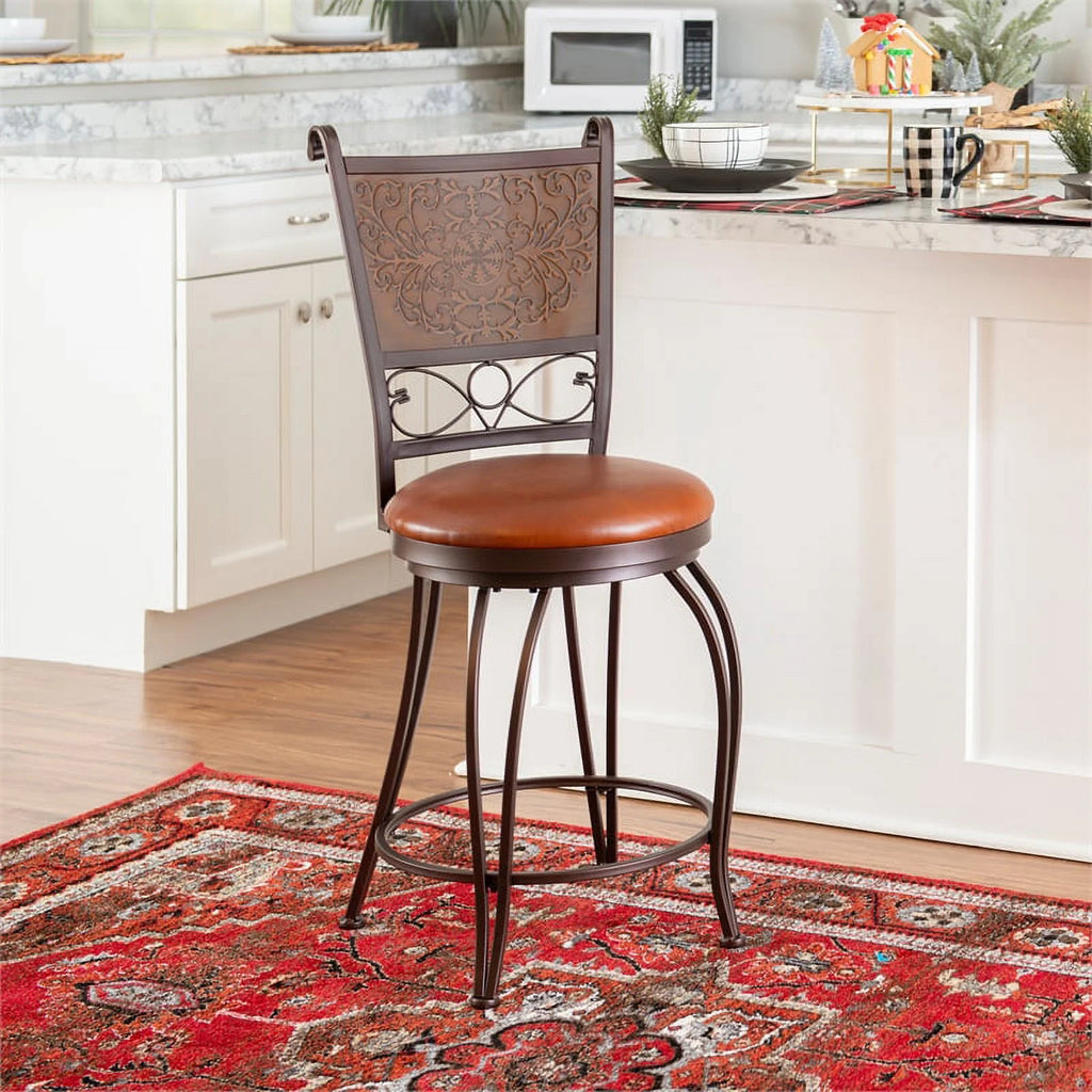 24" Metal Stamped Back Swivel Counter Stool Q26499