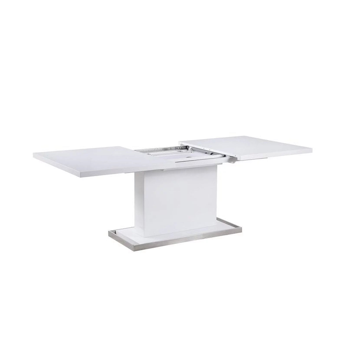 White Extendable Steel and Wood Dining Table E866245