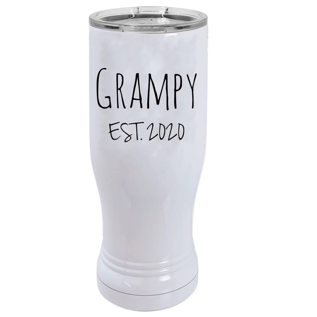 14 oz White Stainless Steel Insulated Pilsner Mug with Lid Q3972