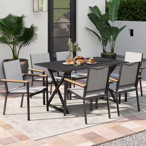 Set of 6 Stackable All-Weather Patio Dining Chairs F1367