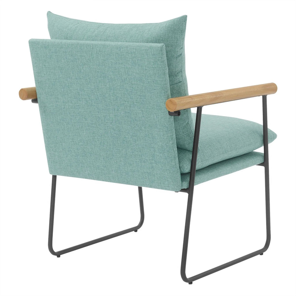Sage Green Fabric Armchair with Black Sled Base Q38576