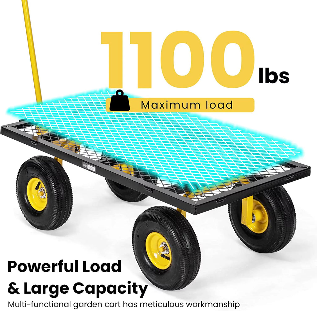 Mesh Steel Garden Cart with Removable Sides, 880 lbs Capacity D508