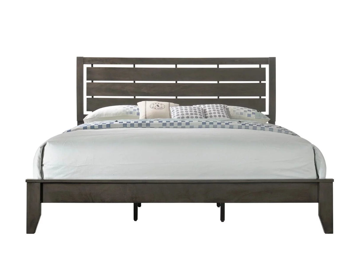 King Size Wood Panel Bed Gray S115