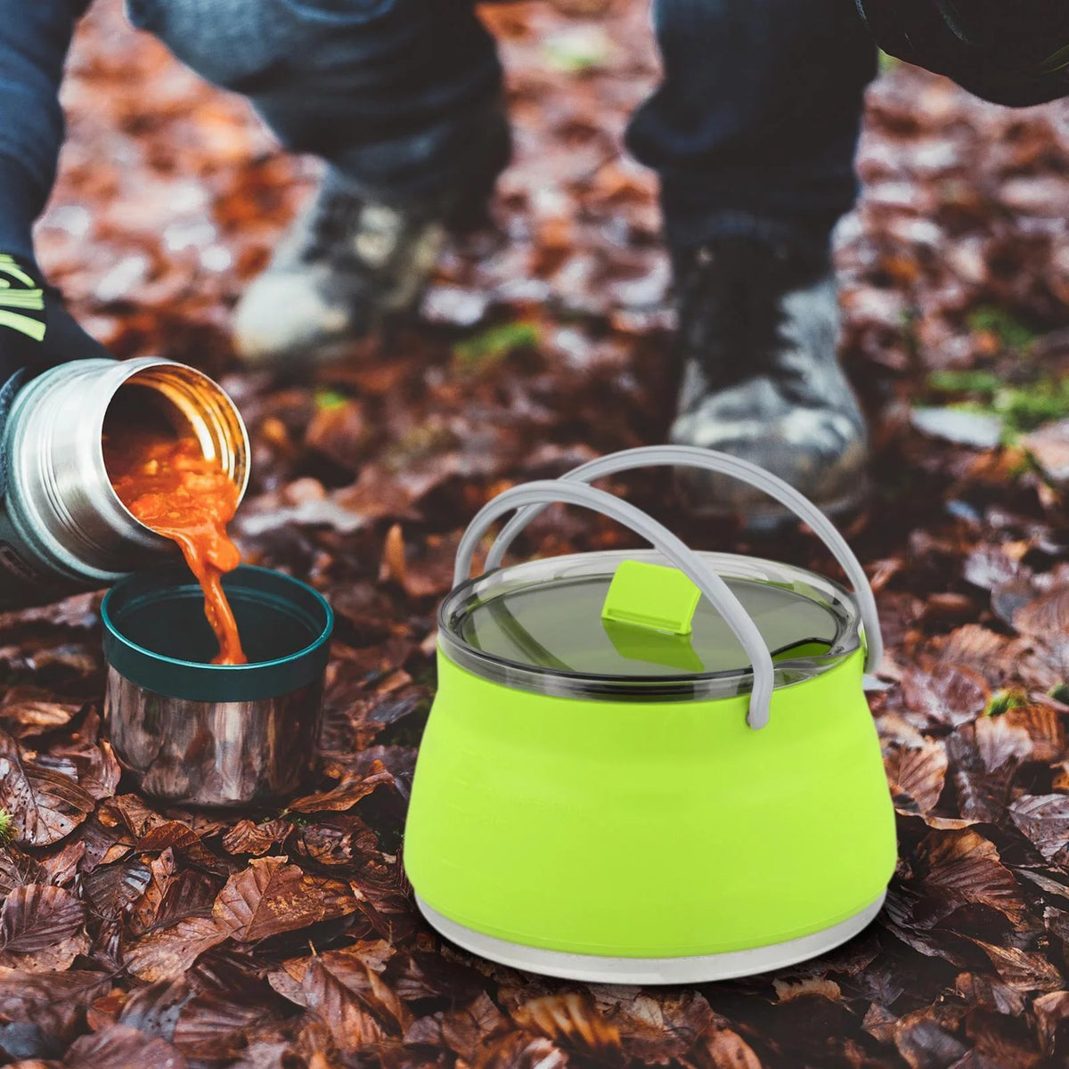 Foldable Collapsible Cooking Pot Camping Kettle U5586