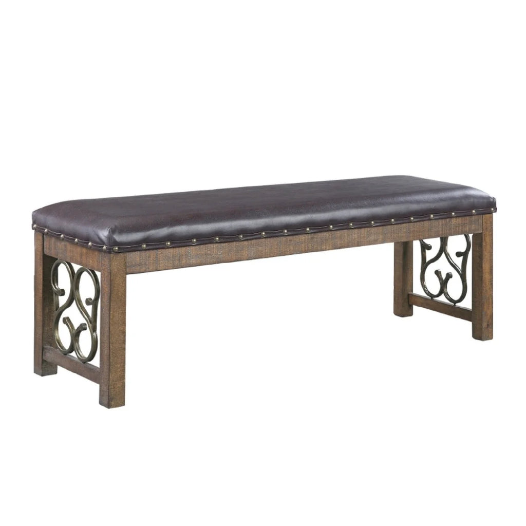 56 Inch Solid Wood Padded Bench N843
