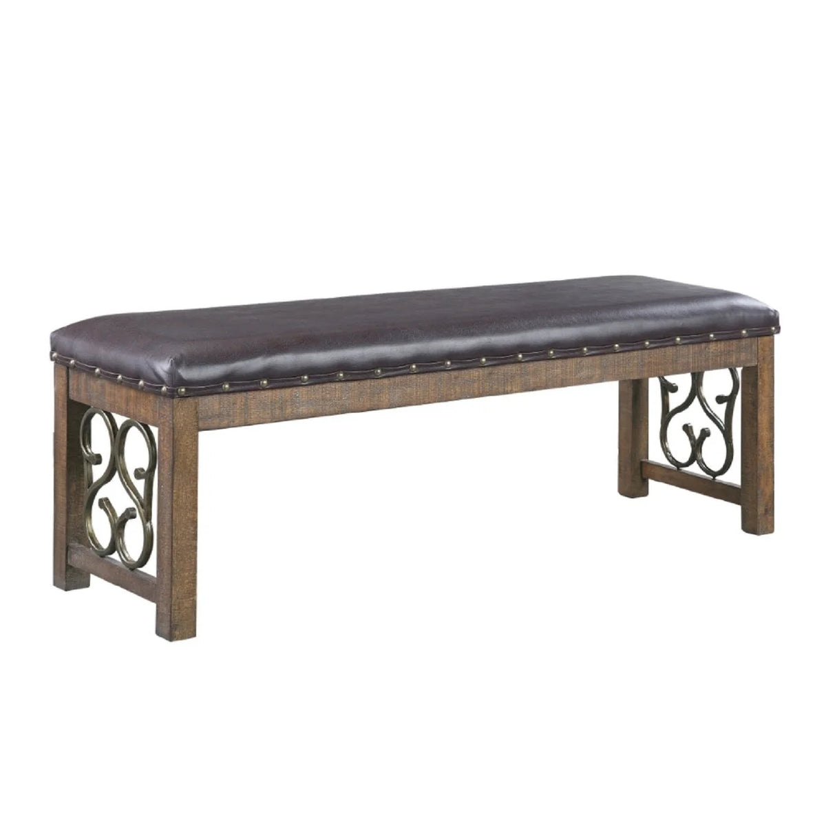 56 Inch Solid Wood Padded Bench N843