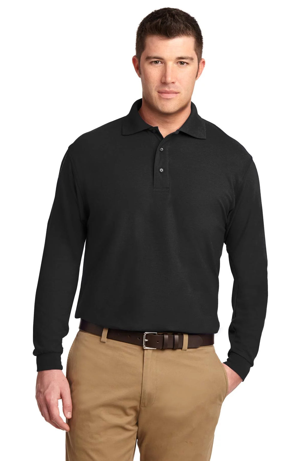 Long Sleeve Polo Black XL D1830