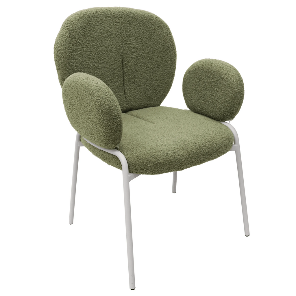 Green Boucle Dining Chair with Arms Z19835