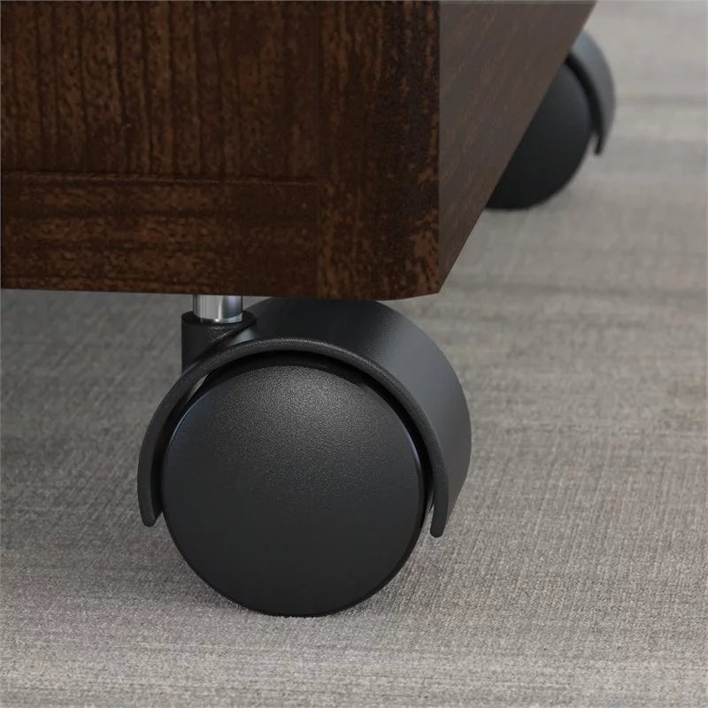 60W Bow Front U Desk with Drawers in Mocha Cherry Engineered Wood Z586