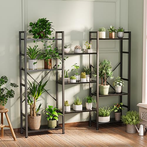 4 Tier Rustic Brown Bookshelf with 11 Open Shelves P100