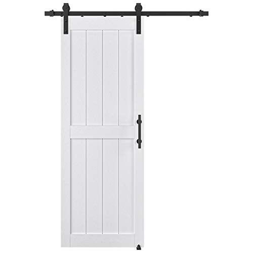 32in x 84in White MDF Sliding Barn Door with Hardware Kit L958004