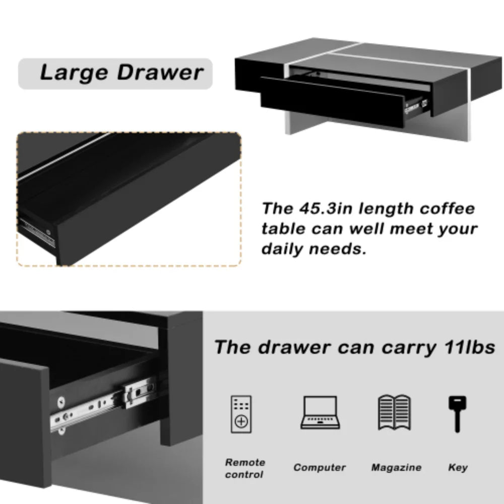 Contemporary Black High Gloss Cocktail Table Z766762