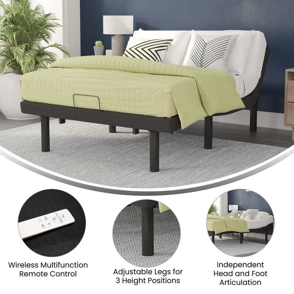Black Twin XL Adjustable Bed Frame with Wireless Remote Y348848