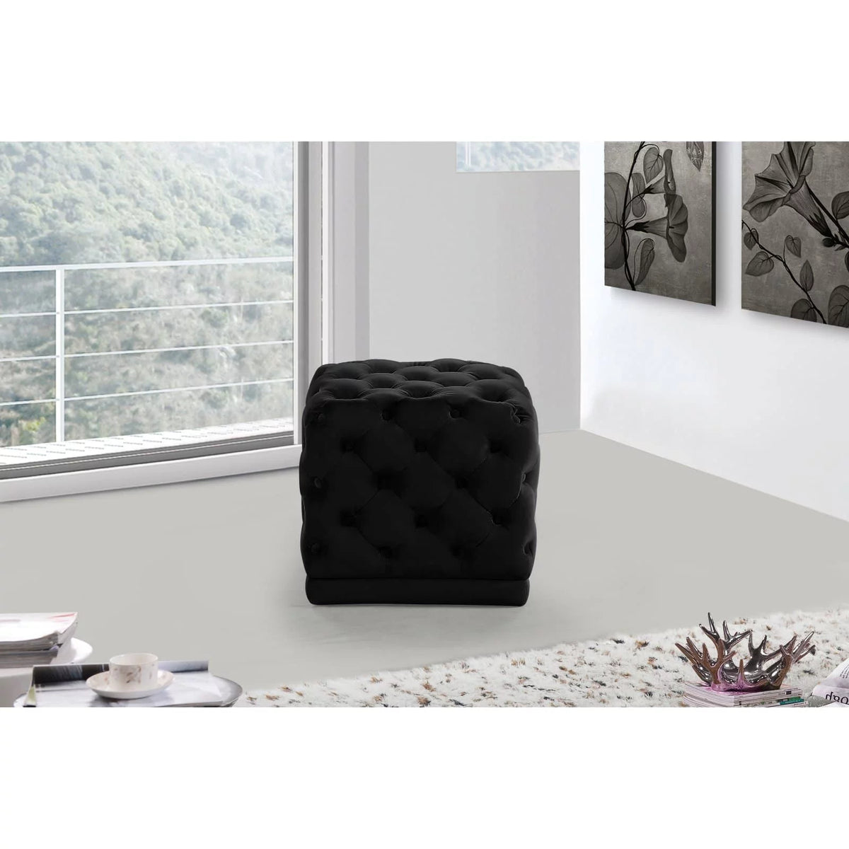 Cream Velvet Ottoman/Stool G963441