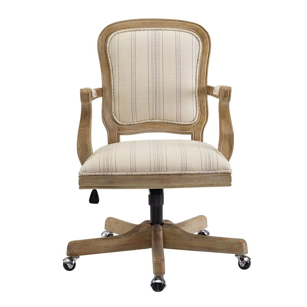 Beige Stripe Upholstered Office Chair with Wheels Z42575