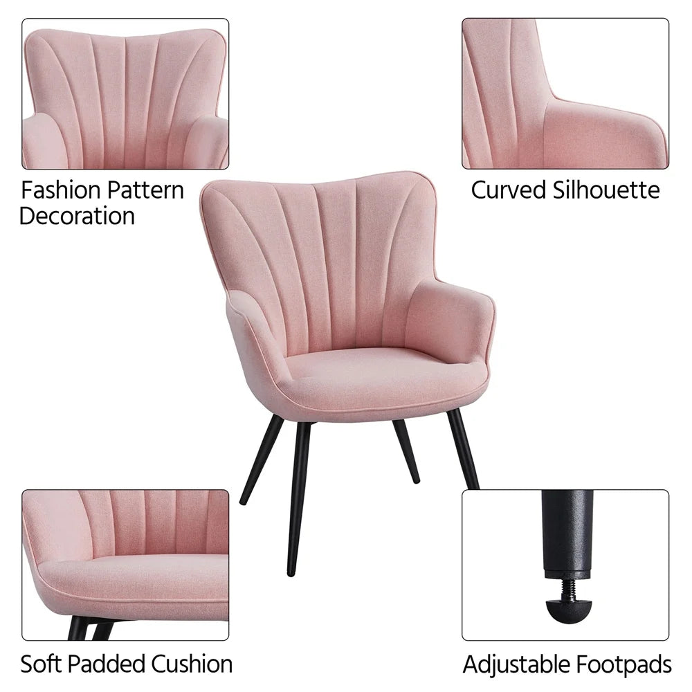 Pink Upholstered Fabric Accent Chair E245