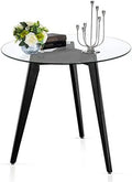 Round Glass Dining Table with Wood Legs 31.5 inch F41043