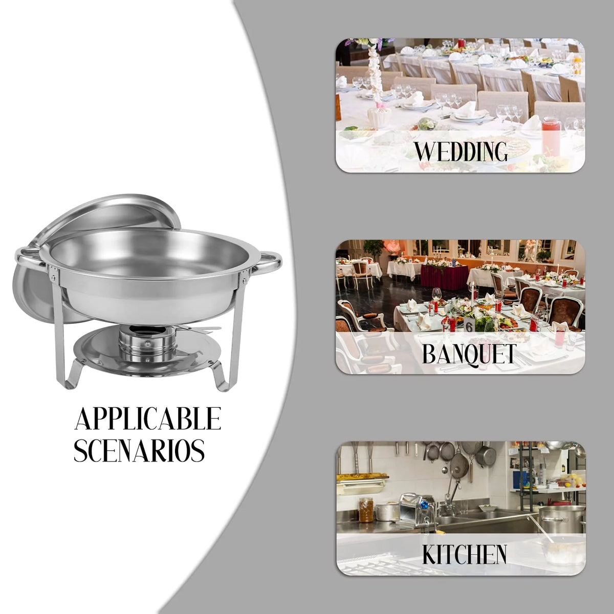 4 Packs Stainless Steel Chafing Dishes 5QT B1025