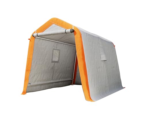 10.5x12x8 FT Heavy Duty Portable Shed Storage Shelter with 4 Waterproof Windows & Roll-up Zipper Door, Grey D11582