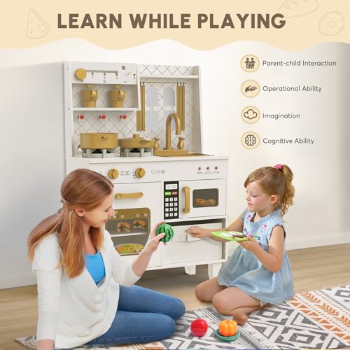 Wooden Play Kitchen with Lights & Sounds A10315