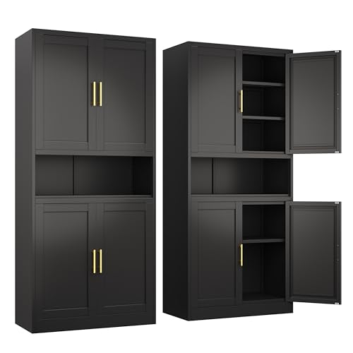 Tall Narrow Storage Cabinet 4 Adjustable Shelves Green H66773