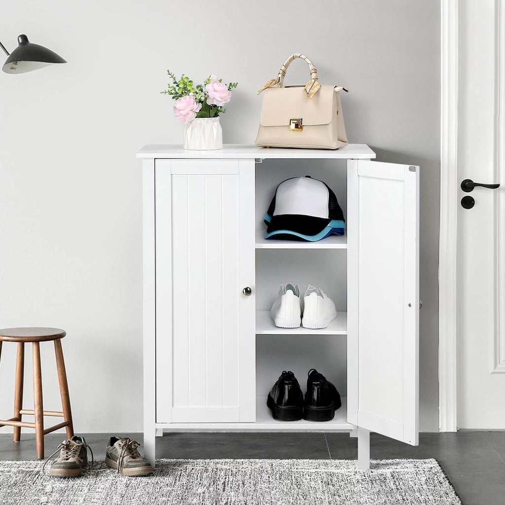 White Free Standing Wooden Shoe Storage Cabinet R888