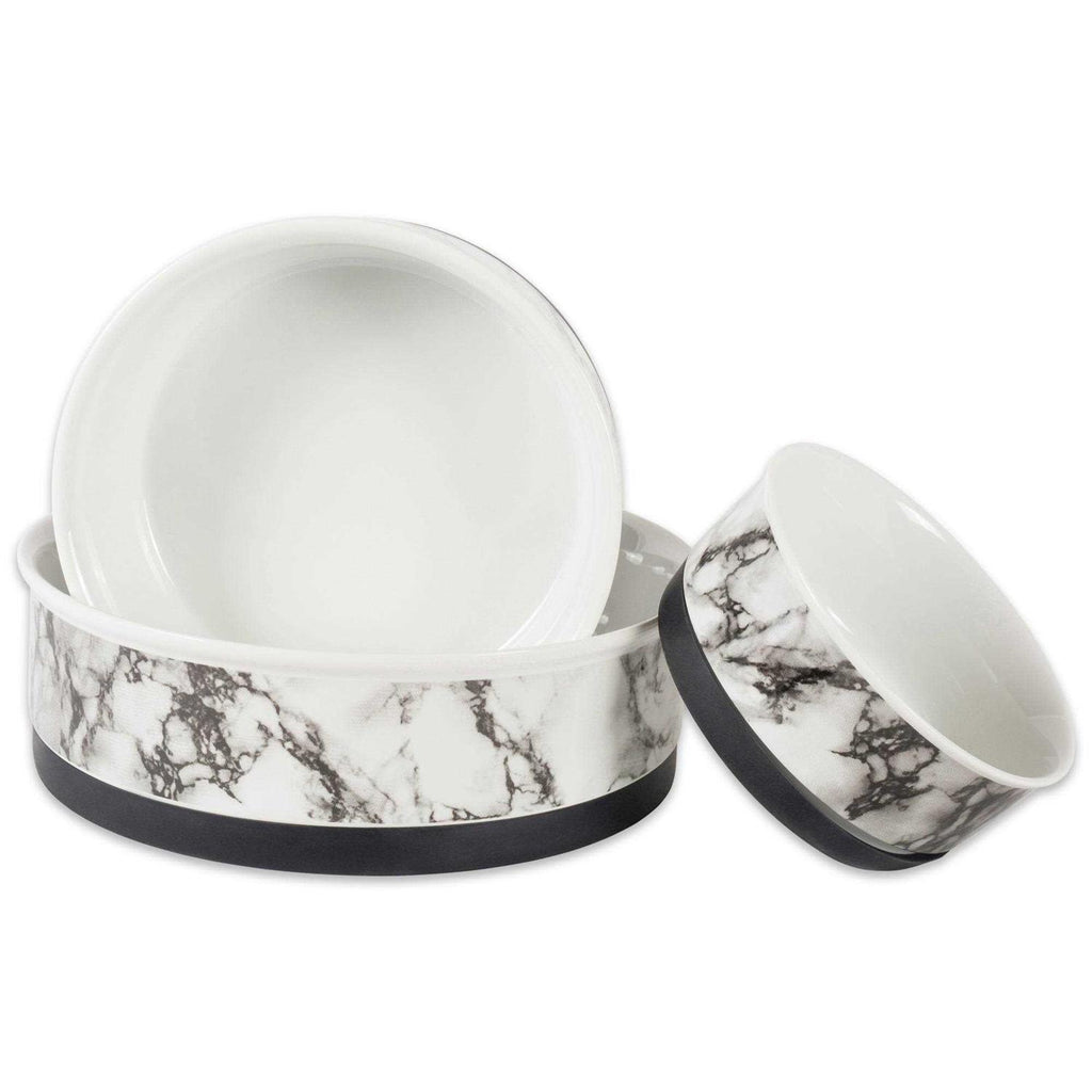 White Marble Pet Bowl Set of 2 X12985