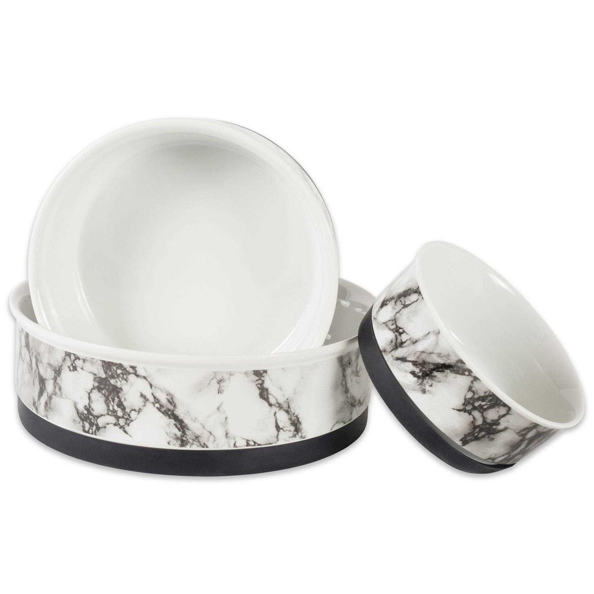 White Marble Pet Bowl Set of 2 X12985