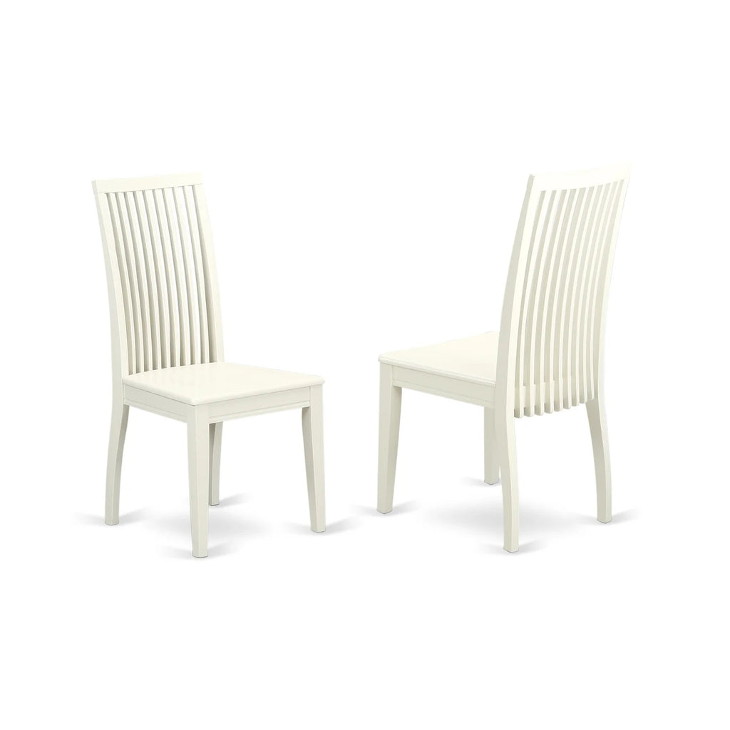 5-Piece Dining Table And 4 Wood Seat Chairs Linen White W397982