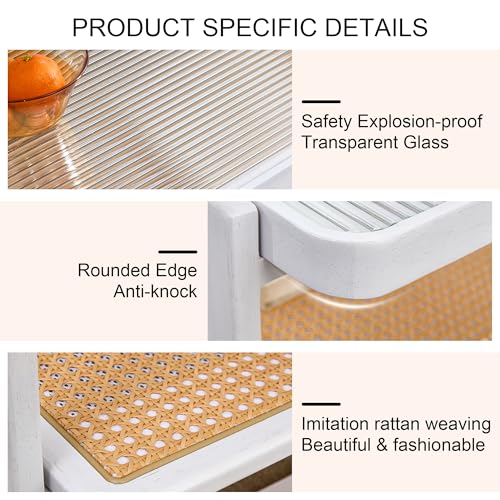 Rattan Coffee Table with Tempered Glass Top W85795