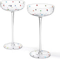 Polka Dot Champagne Coupe Glasses Set of 2 12 oz M4369