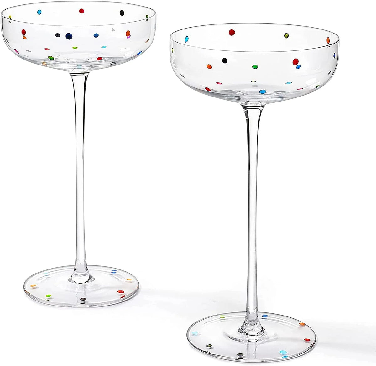 Polka Dot Champagne Coupe Glasses Set of 2 12 oz M4369