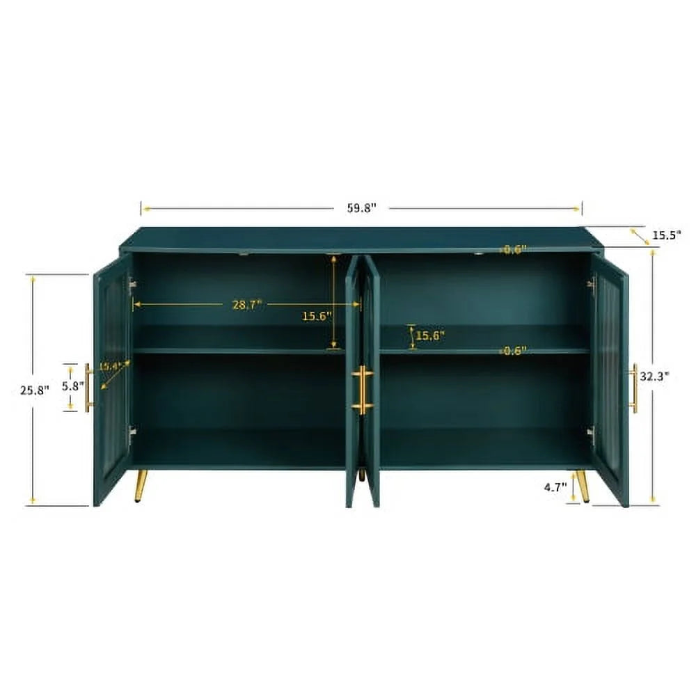 Antique Blue Wood TV Stand with Storage Cabinet X817973