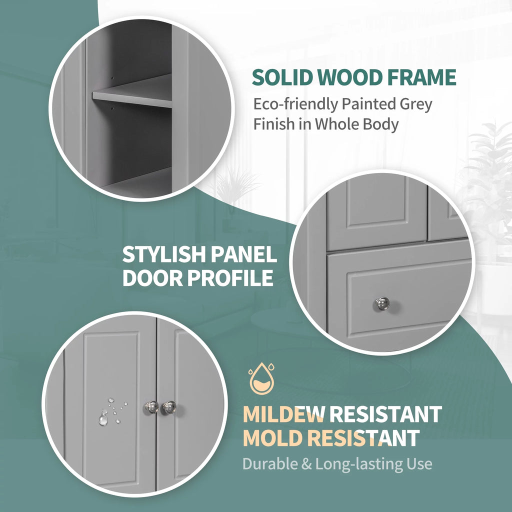 Grey 30" Wood Bathroom Vanity Base with Doors and Shelf K79371