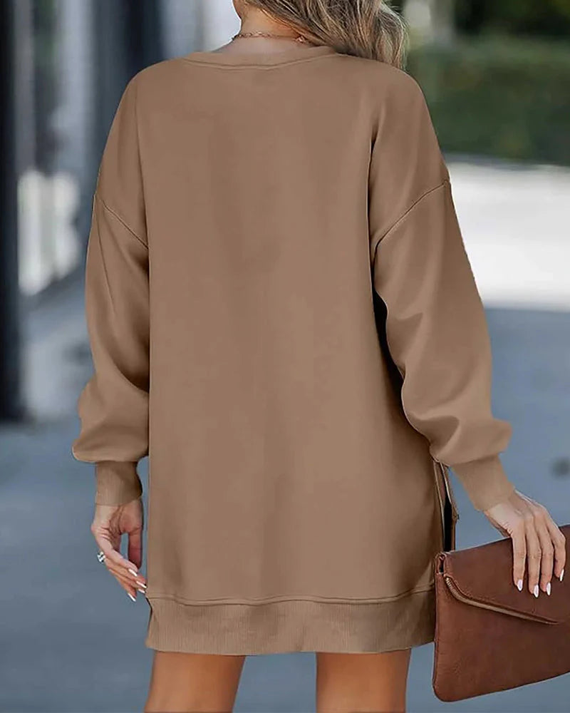 Long Sleeve Zipper Oversized Sweatshirt U2465