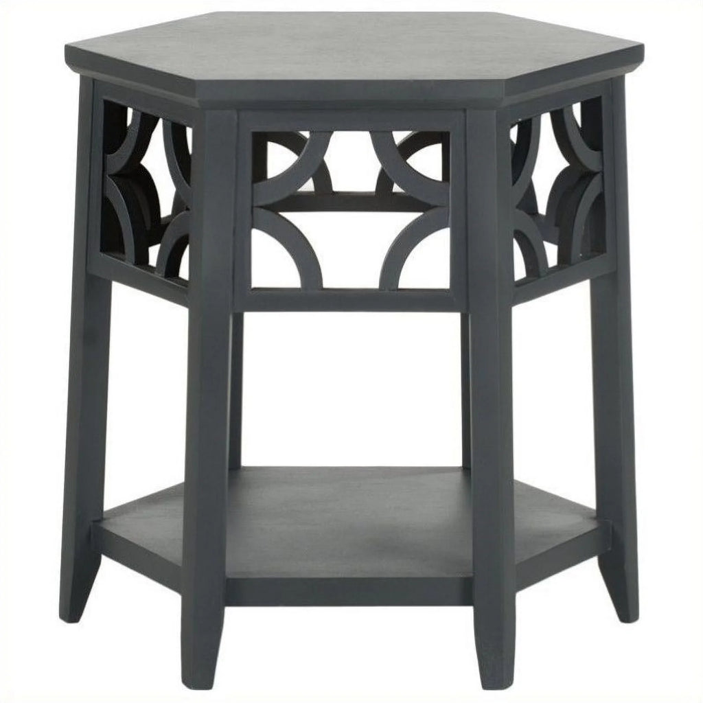 Wood Hexagon End Table Set of 2 Y2962