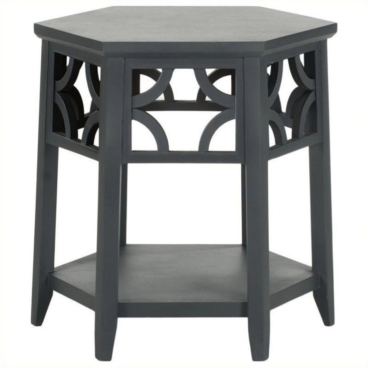 Wood Hexagon End Table Set of 2 Y2962