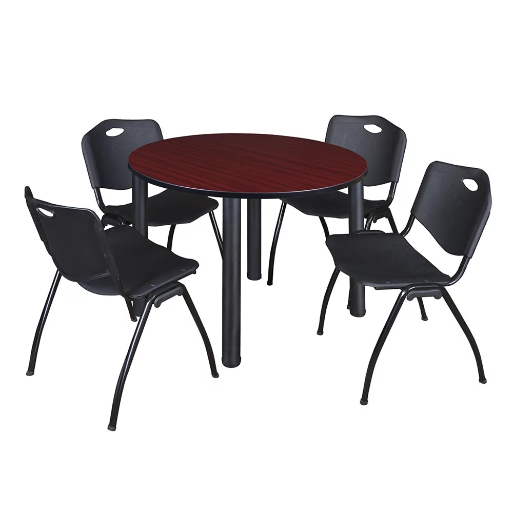 48" Round Breakroom Table and 4 Stack Chairs A285